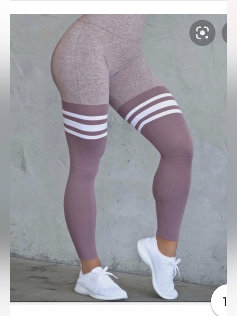 Bombshell Sportswear Mauve High-Rise Thigh-Stripe Athletic leggings